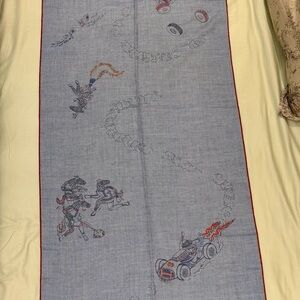 Hermès Les As du Volant BRODÉ Embroidered Shawl Bleu Jean Cashmere Never Worn